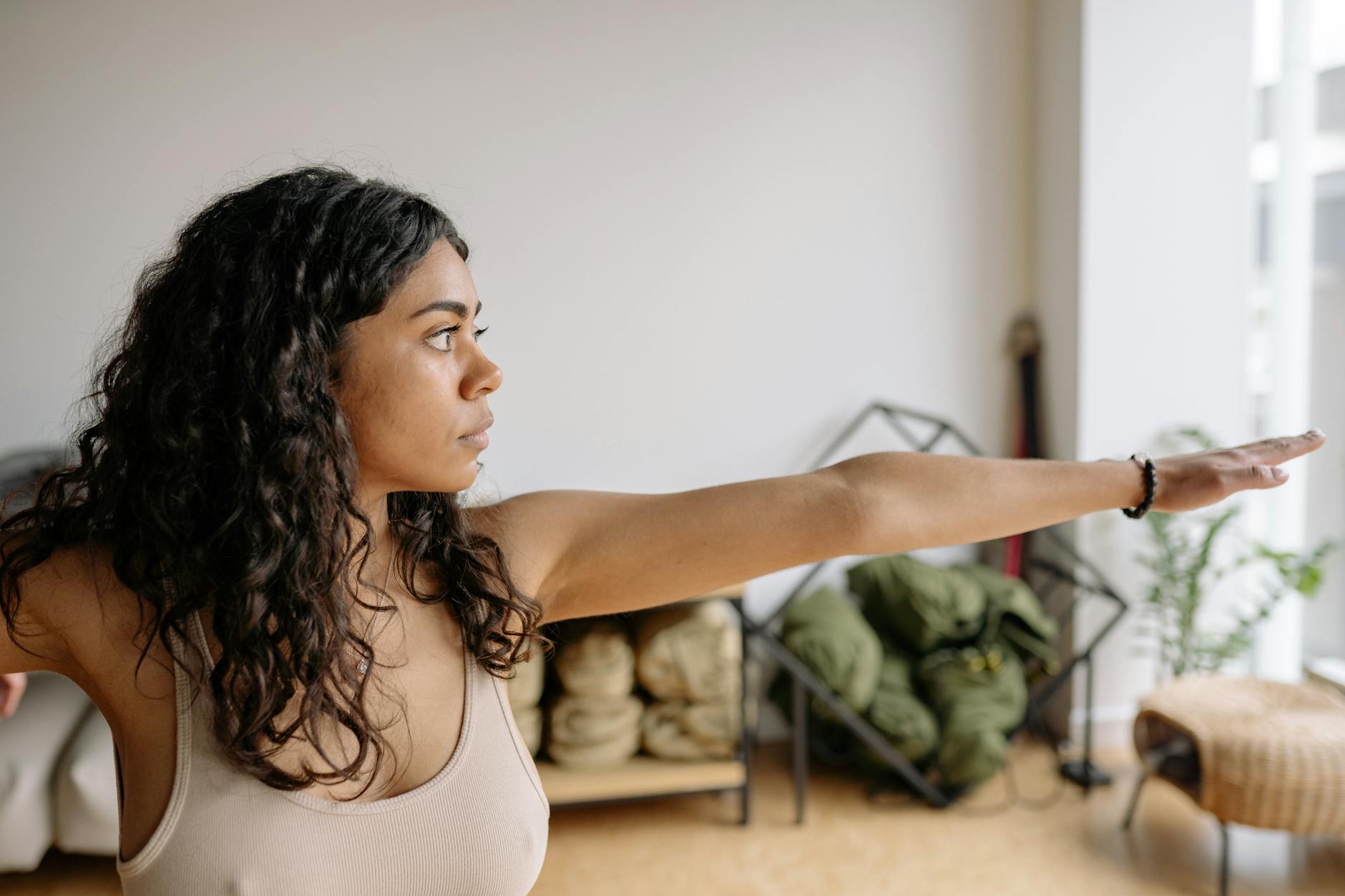 Woman in mindful movement — embodiment practice