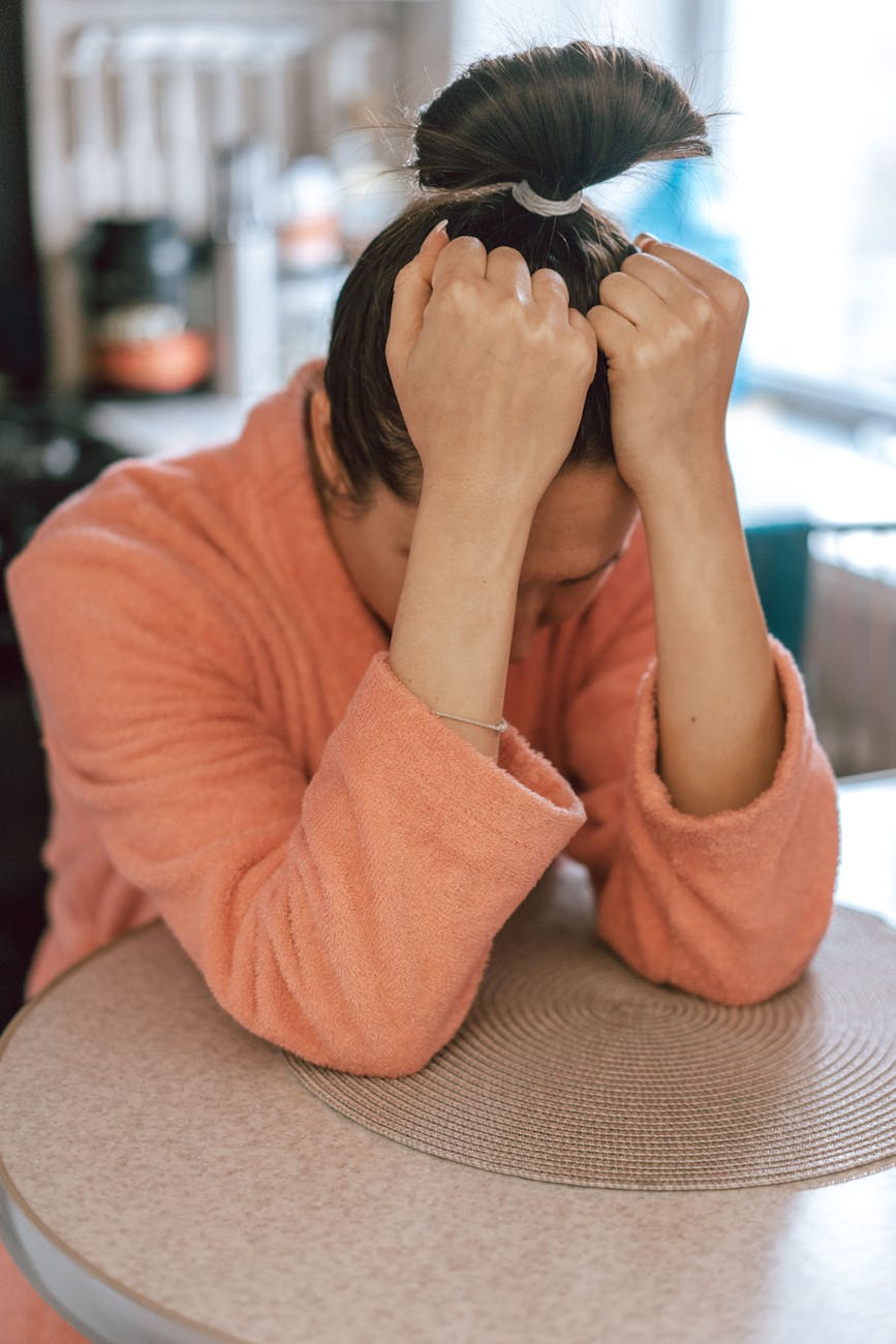 Woman in quiet struggle